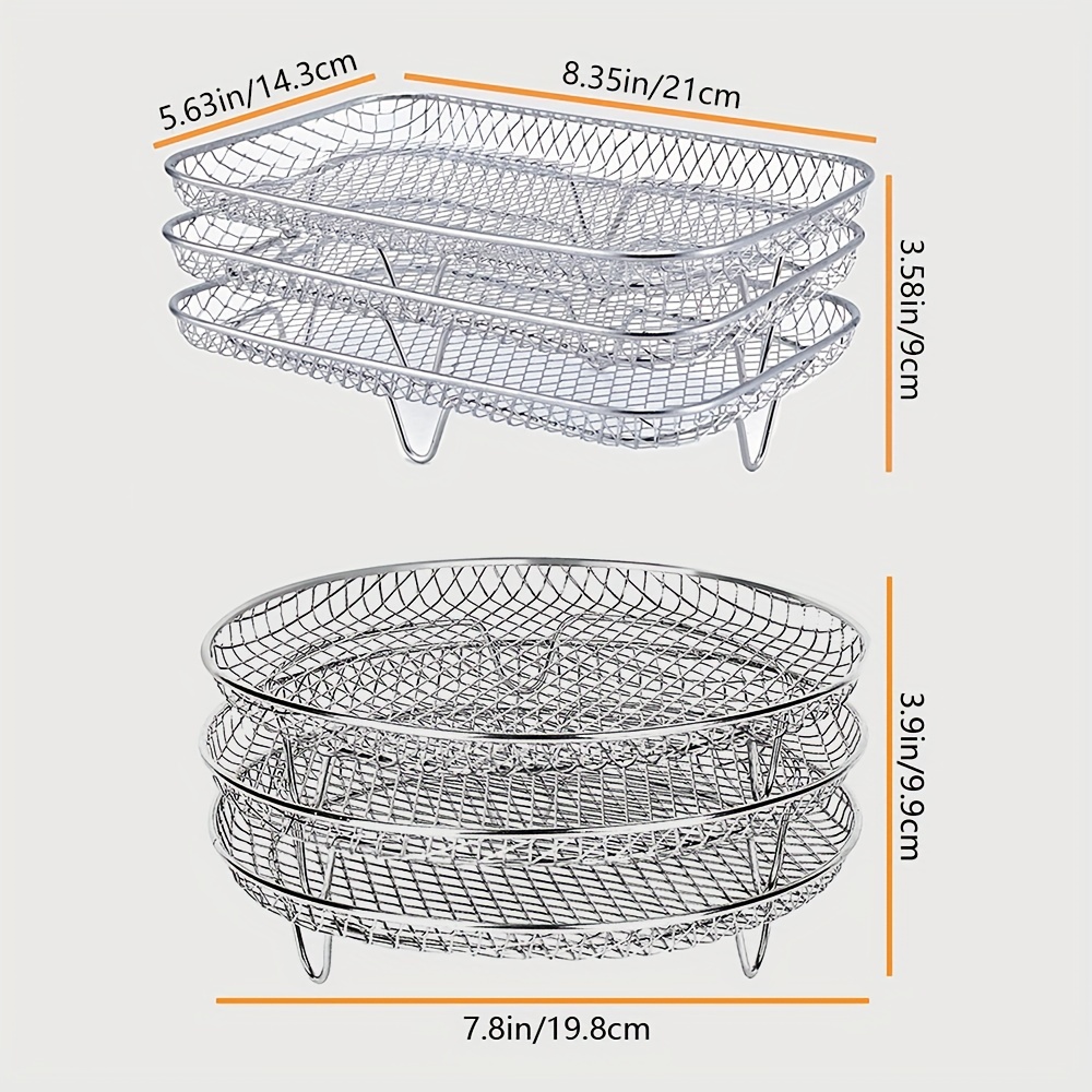 Air Fryer Accessories 3-layers Stainless Steel Airfryer Rack Round