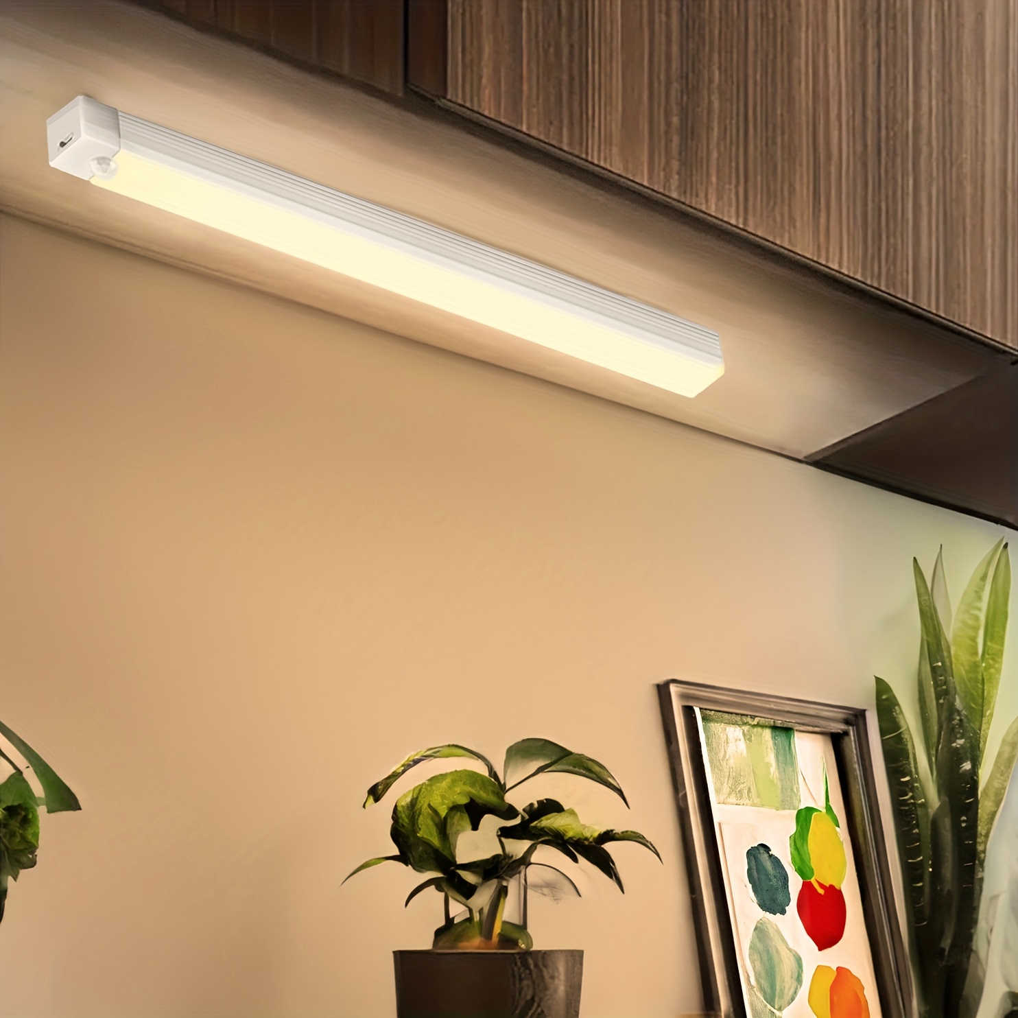Barra de luz led recargable para escaleras, luminaria para decoración del  hogar, espejo de baño, lámparas de pared, sensor infrarrojo PIR, encendido  y apagado automático, 15-50cm