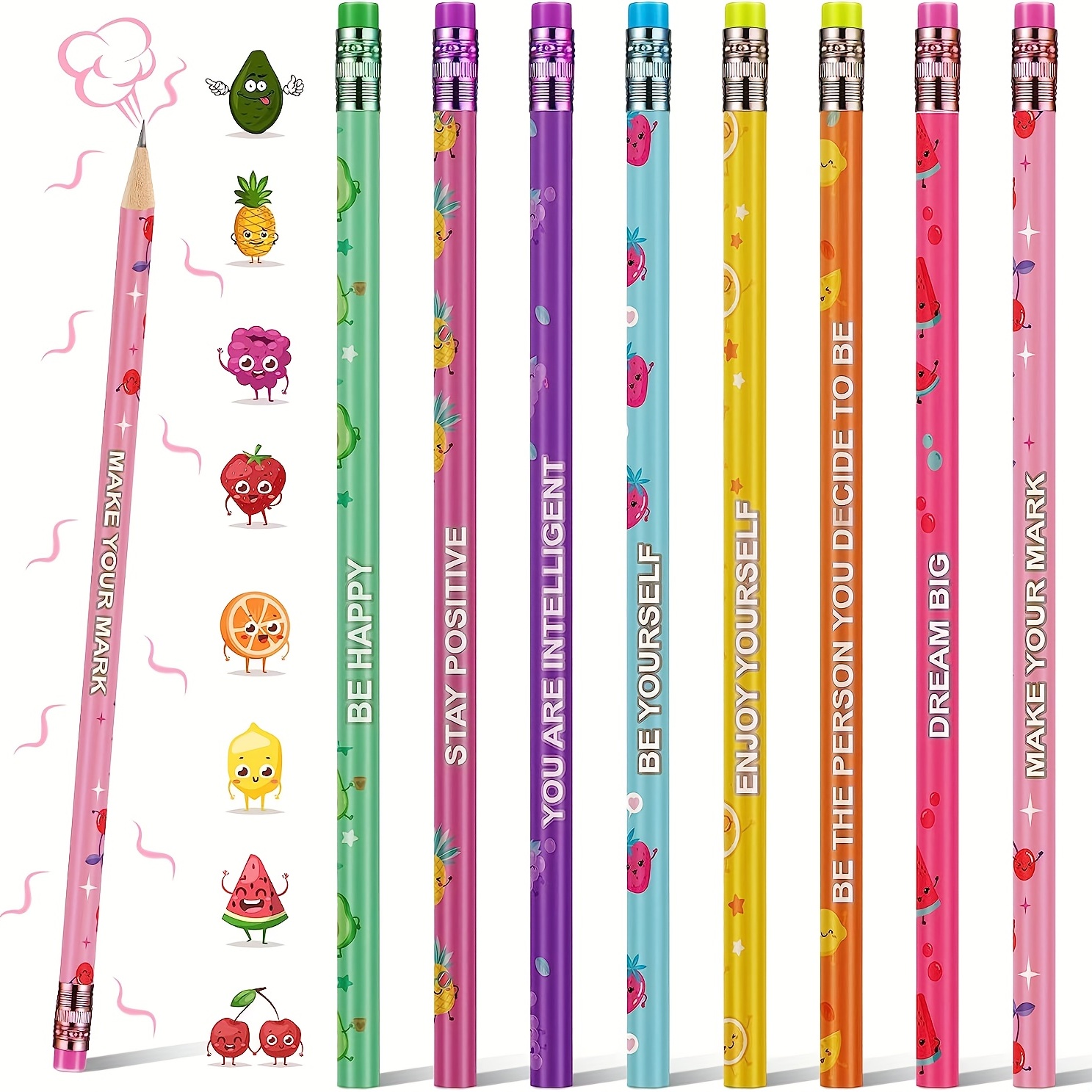 Mega Stationers Multi Colored Striped Magic Pencil With Eraser, 12 Inches  long, Soft Bendy Flexible For Kids- Great Fun!! Gift For Students or