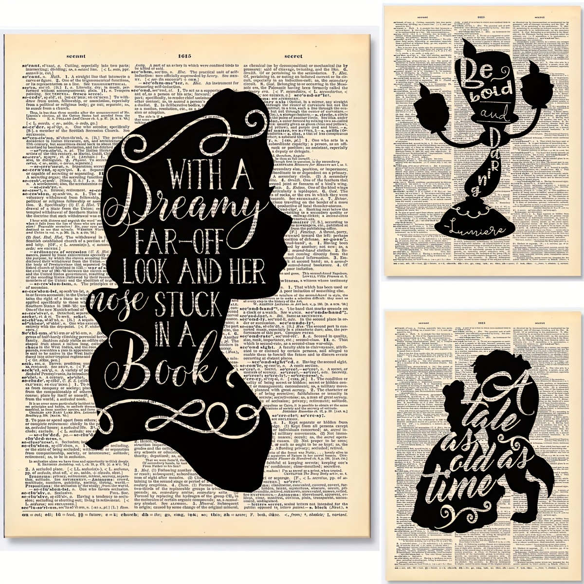 Beauty and the Beast Disney Dictionary Art Print Quote Poster Picture Belle  Gift