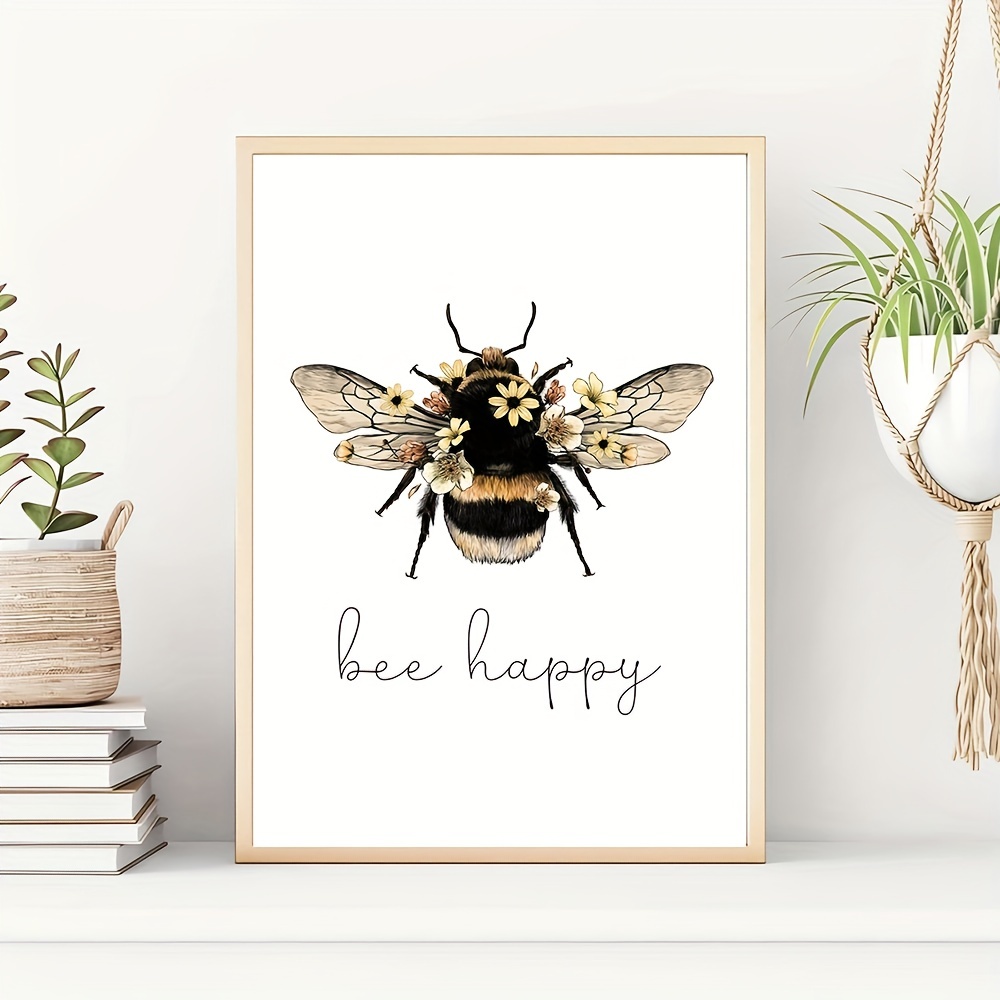 Silly Goose Gifts Home Is Where Your Honey Is - Art Print Watercolor Design  Wall Room Home Bathroom Decor Set - Bee A Nice Human (Bee Kind)