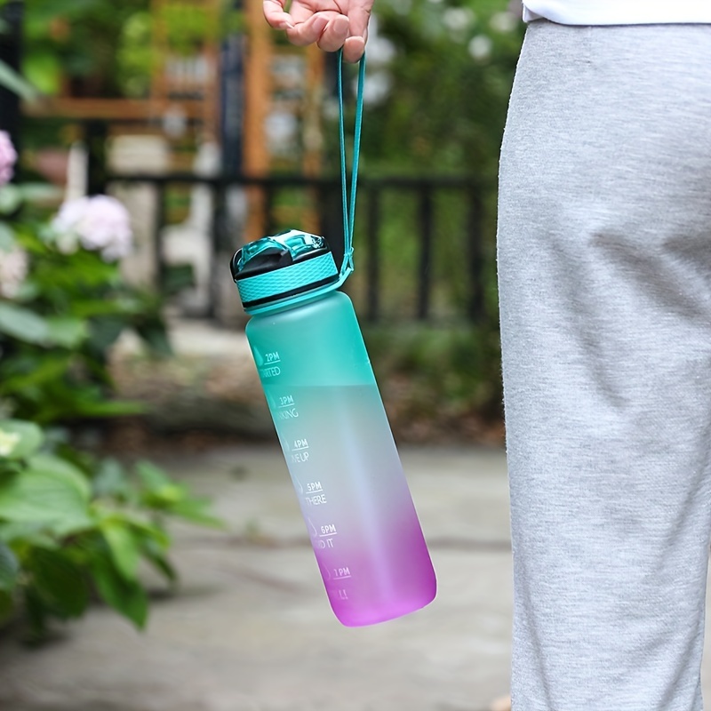 Botella de agua deportiva de 1 litro Jarra de fitness de gimnasio a prueba  de fugas con botella de bebida motivacional de escala de tiempo