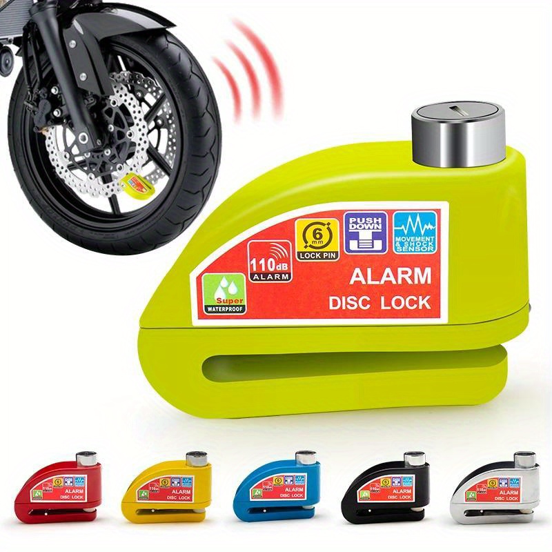 Antivol Moto Disc Lock Disc Lock avec 110db Alarme Disc Lock Scooter Bike,  2 clés / 1 clé L / batterie de rechange / câble de rappel Frein à disque  épais 7mm