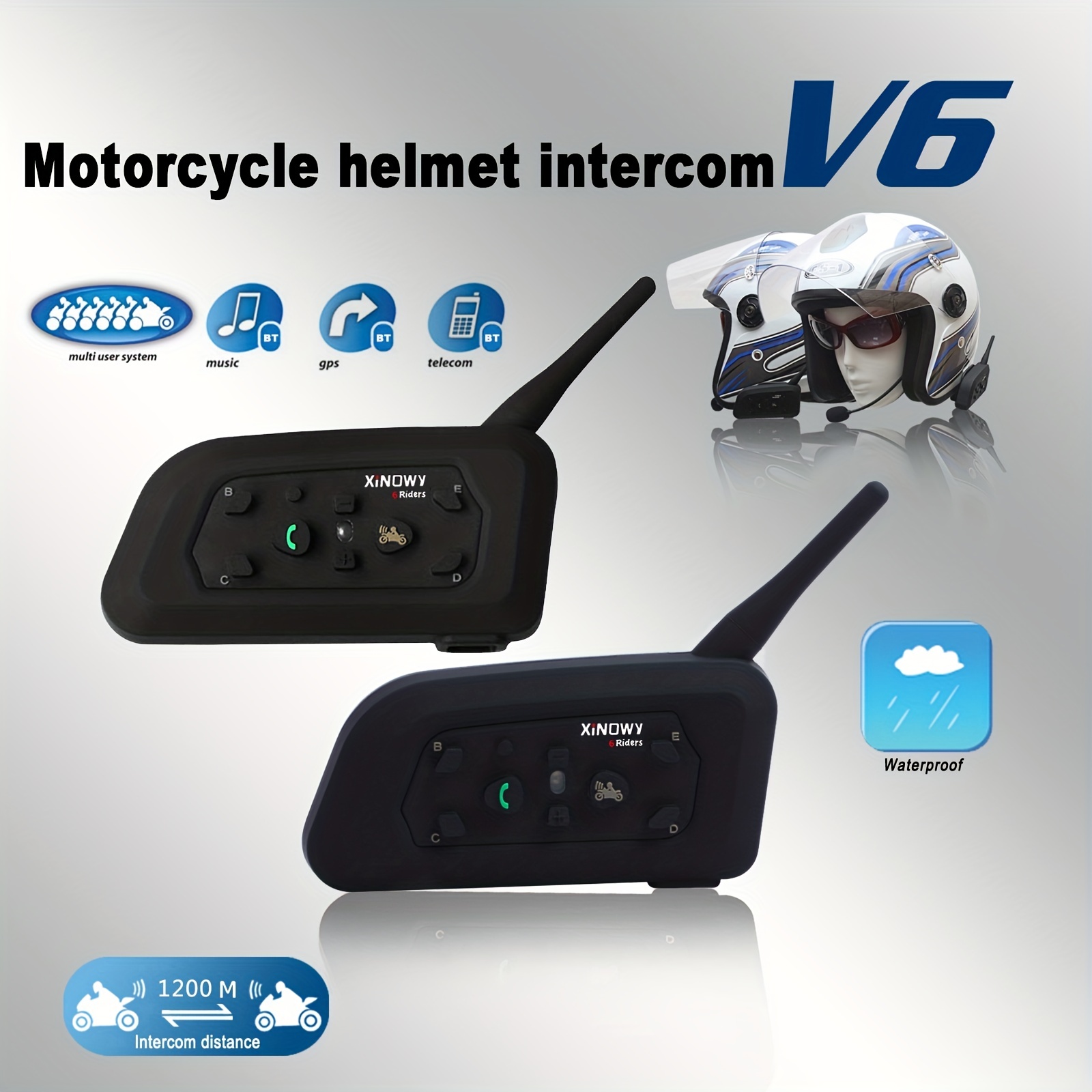 1/2Pcs Bluetooth Motorcycle Helmet Intercom Headset for 2 Rider intercomunicador  Moto Wireless Interphone Noice Reduction