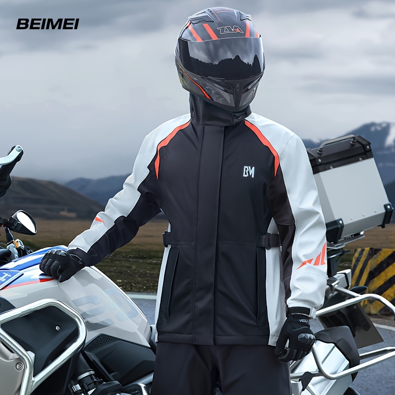  Motociclista lluvia impermeable chaqueta pantalones impermeable  motocicleta impermeable pesca moto moto motorista lluvia conjunto  LS-001-negro S : Automotriz