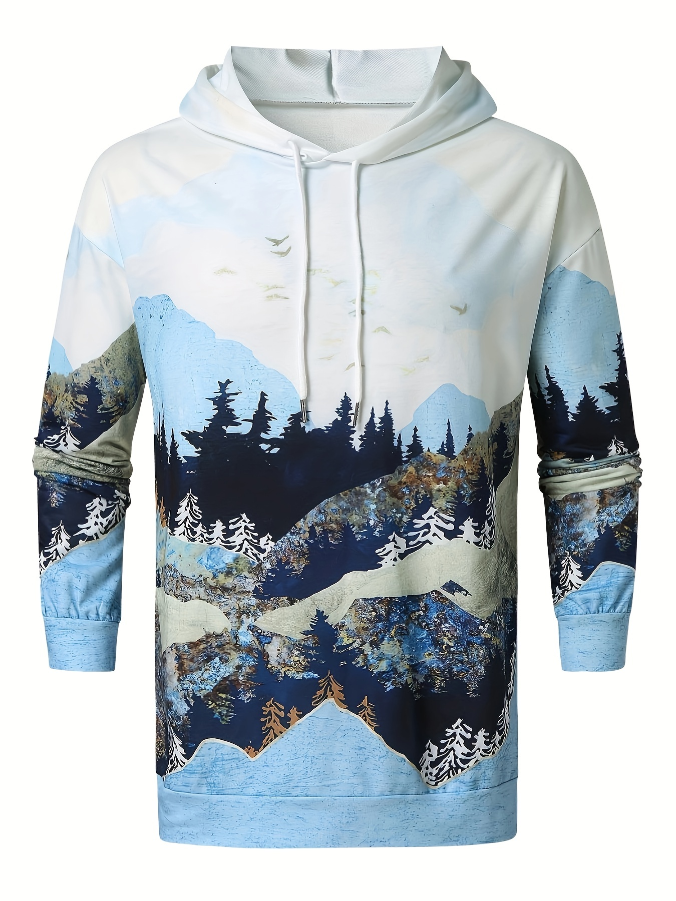 Ladies mountain treetop discount print hooded sweatshirt