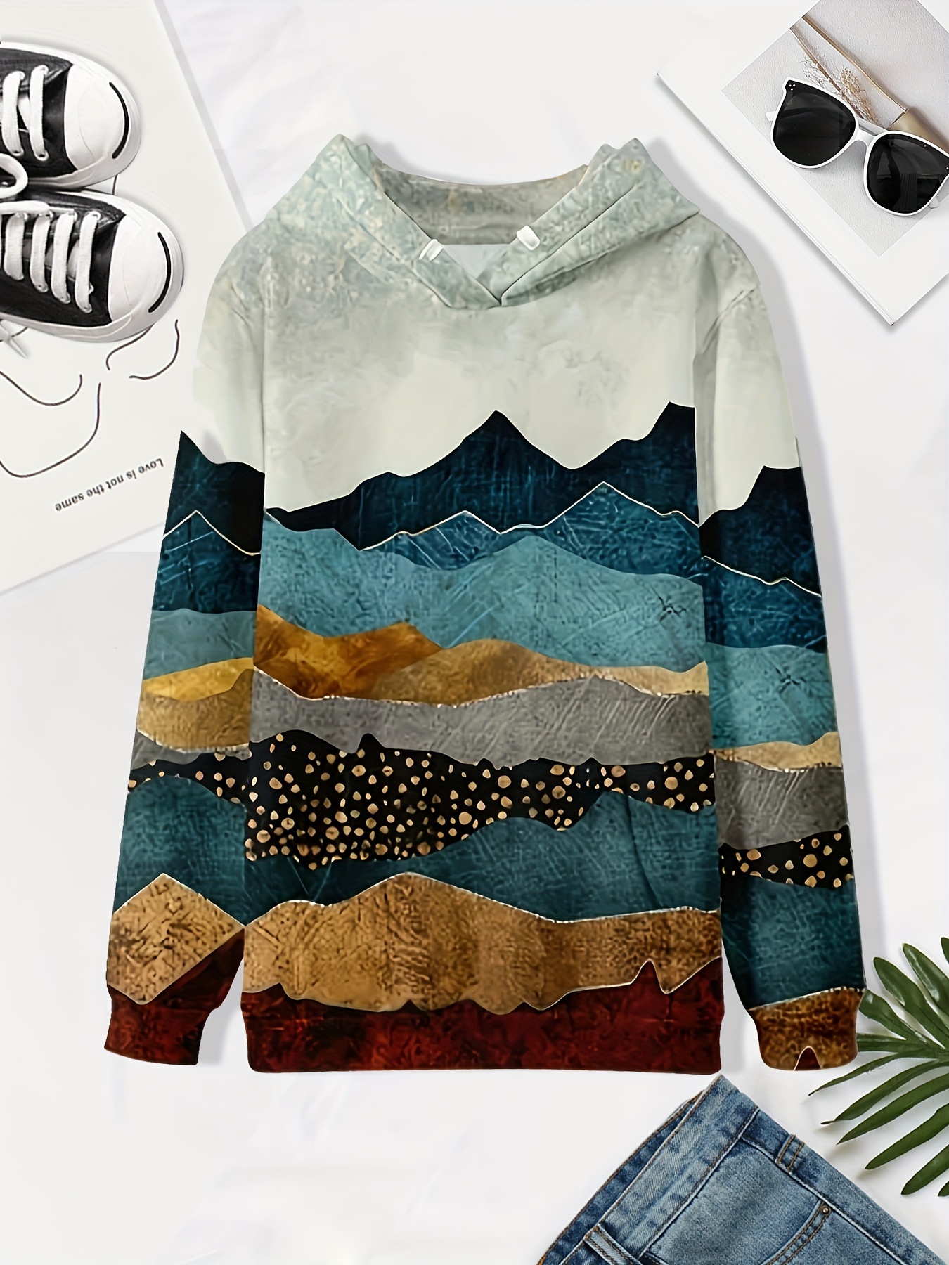 Mountain Print Sweater Temu