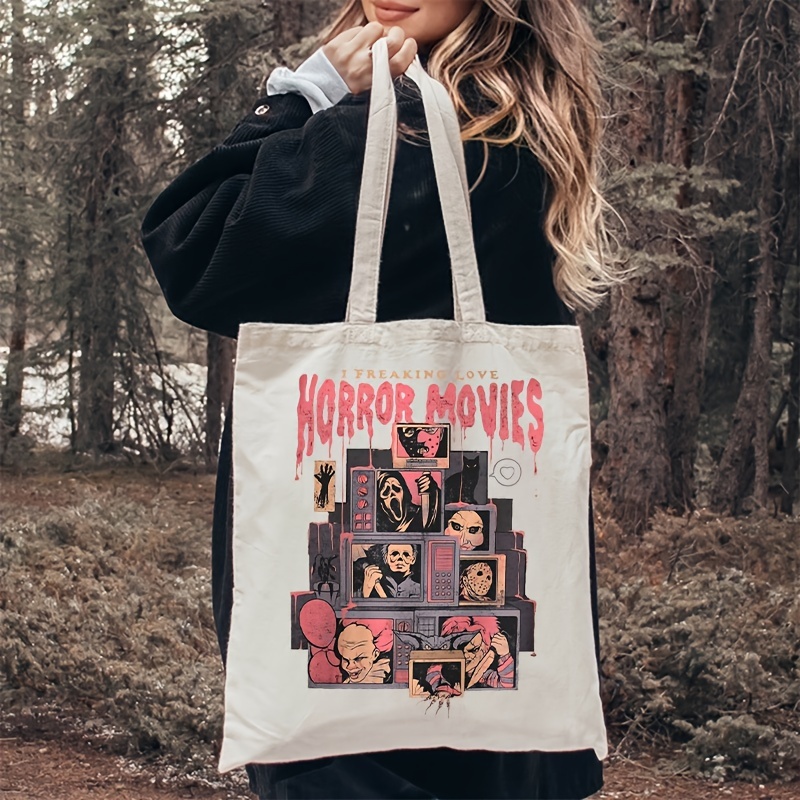 Dark Skull Graphic Crochet Bag, Halloween Theme Knitted Tote Bag, Vintage  Gothic Ghost Shoulder Bag - Temu