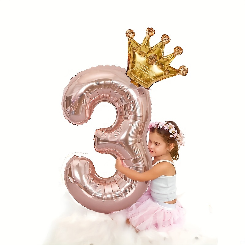 Comprar 12 Uds. Globos de aluminio con números de oro rosa, decoración de  fiesta de cumpleaños para niños, primera niña, princesa 1, 2, 3, 4, 5, 6,  7, 8, 9 años
