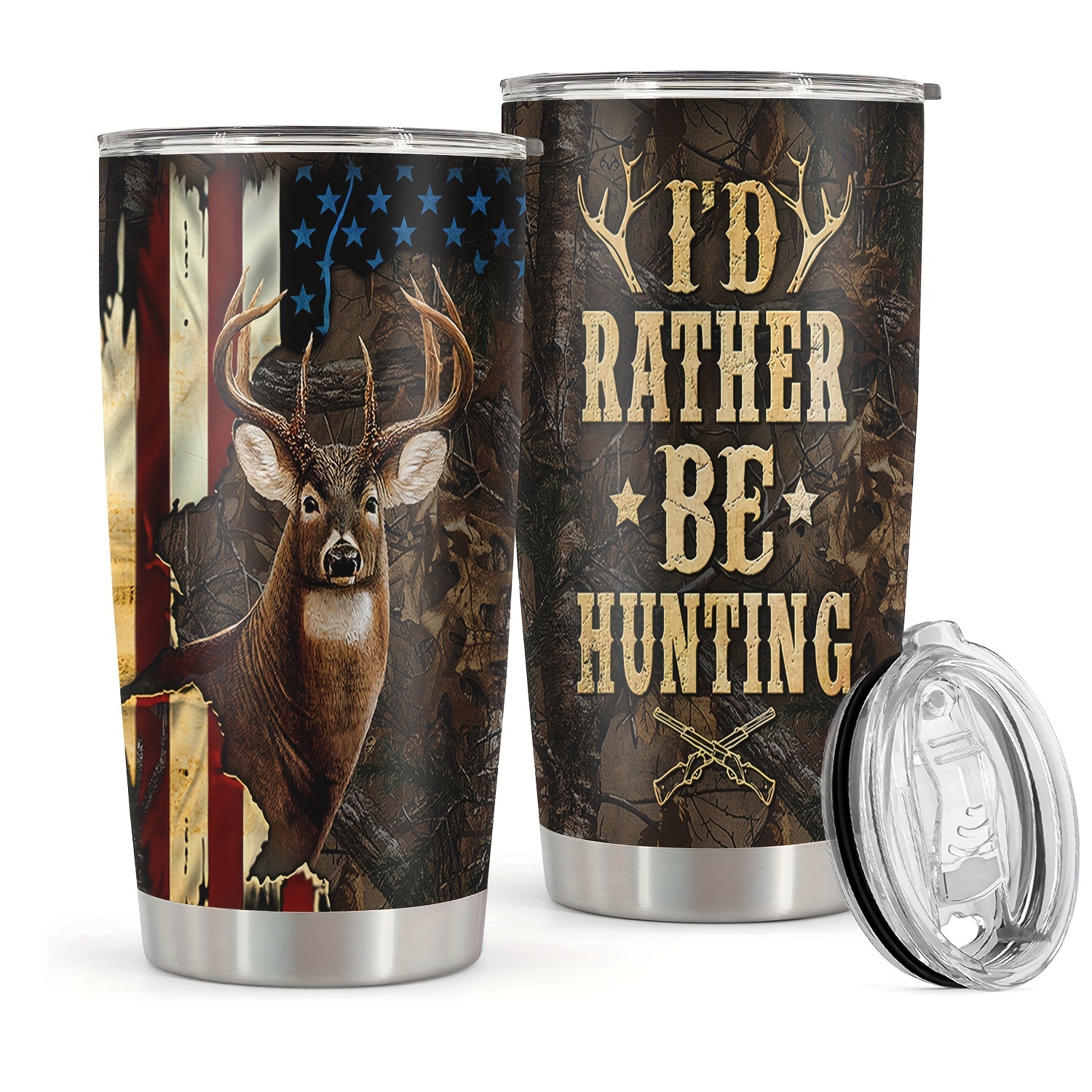 20oz Hunting Gifts for Men, Hunter Gifts for Men, Gifts for Hunters,  Valentines Day Gifts for Him, Coffee Thermos for Men, Deer Hunting Tumbler  Cup, Insulated Travel Coffee Mug with Lid 