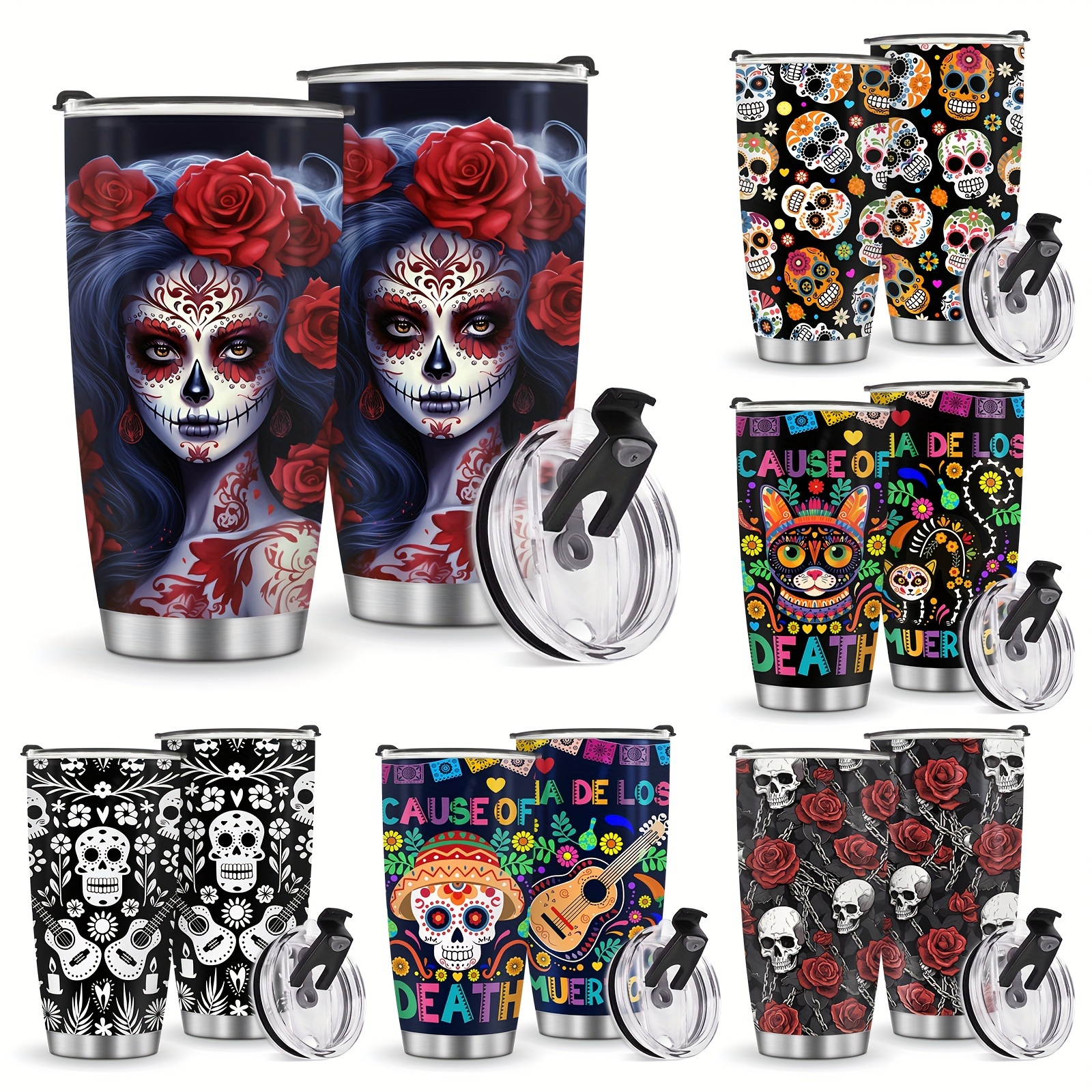 Skull Rose Tumbler Cup with Lid - Funny Gifts for Men Women - Festival  Birthday Gifts for Dad Mom - 20 Oz Insulated Travel Coffee Mug