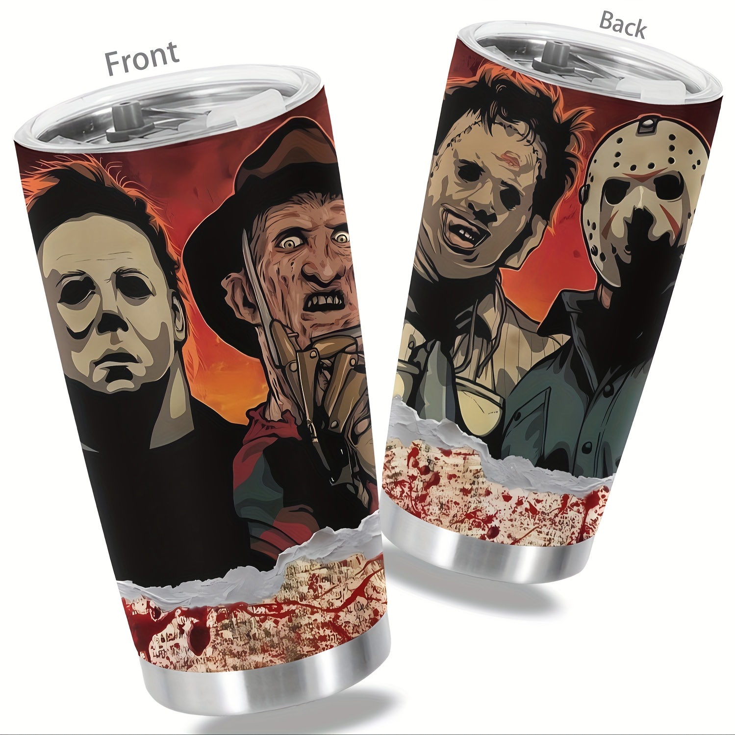 Horror Mask Absorbent Car Cup Holder Coaster Mats - Car Interior