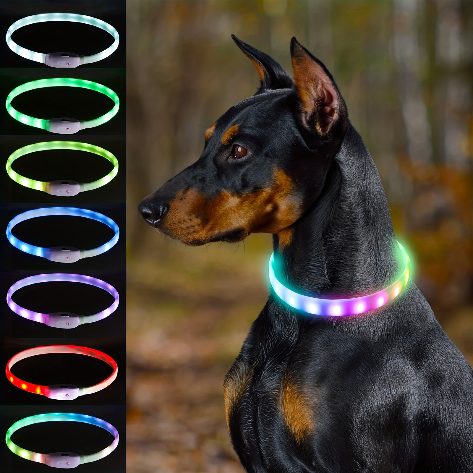 Arnés para perro con luces LED, sin tirones, que brilla en la oscuridad  para caminar por la noche, chaleco de seguridad con luz recargable por USB