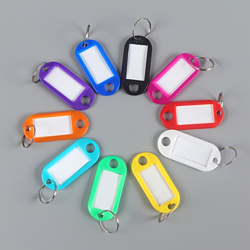 1.5 Durable Plastic Key Tags With Blank Paper Labels Split - Temu