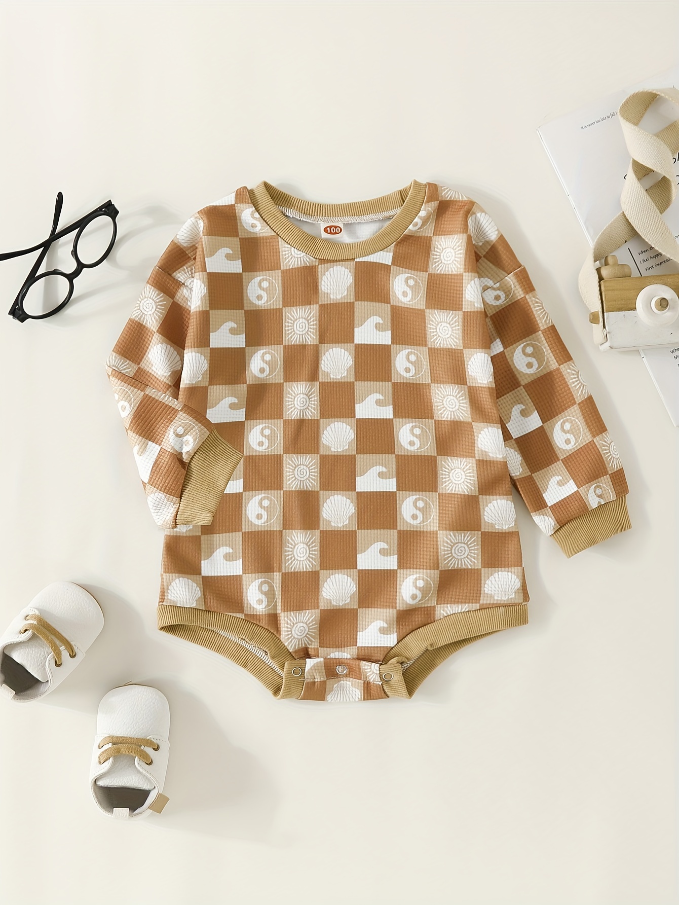 Baby Boy Girl Knit Checkerboard Plaid Sweater Romper Pullover Soft Warm  Fall Winter Clothes 