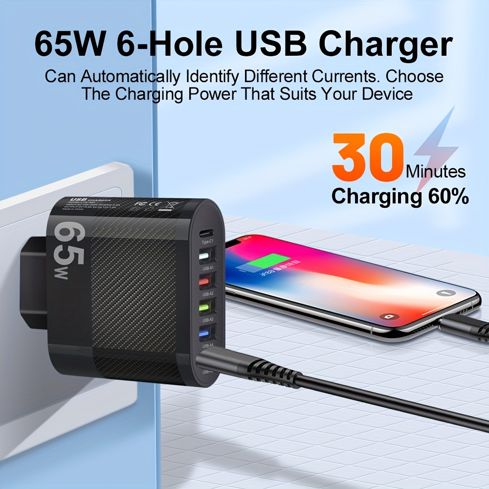 10€04 sur Station de bureau Hub Voyage USB à plusieurs Port 12A 60W Chargeur  de charge rapide - Chargeur pour téléphone mobile - Achat & prix