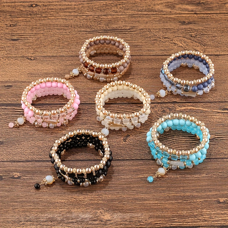 Bracelet perlé coloré poignet boule de bouddha perle bracelet élastique  perlé pour homme 