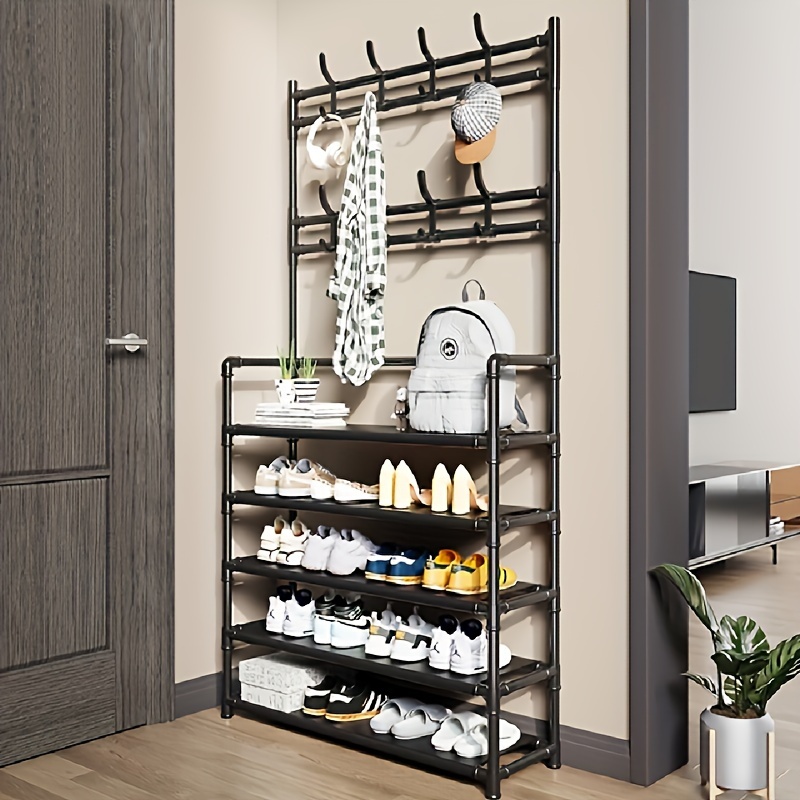 Multi layer Metal Shoe Rack With Detachable Hooks Versatile - Temu