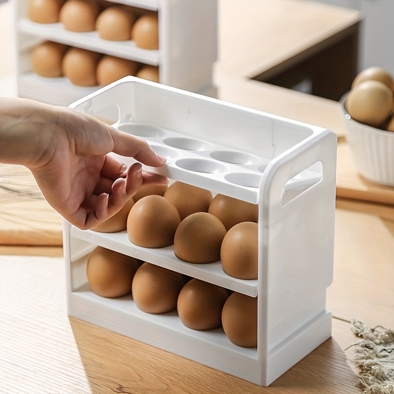 Large Capacity Egg Holder for Refrigerator, Egg Storage Container Organizer  Bins, Stackable Clear Plastic Storage Container, Fridge Egg Organizer with  Handles, …