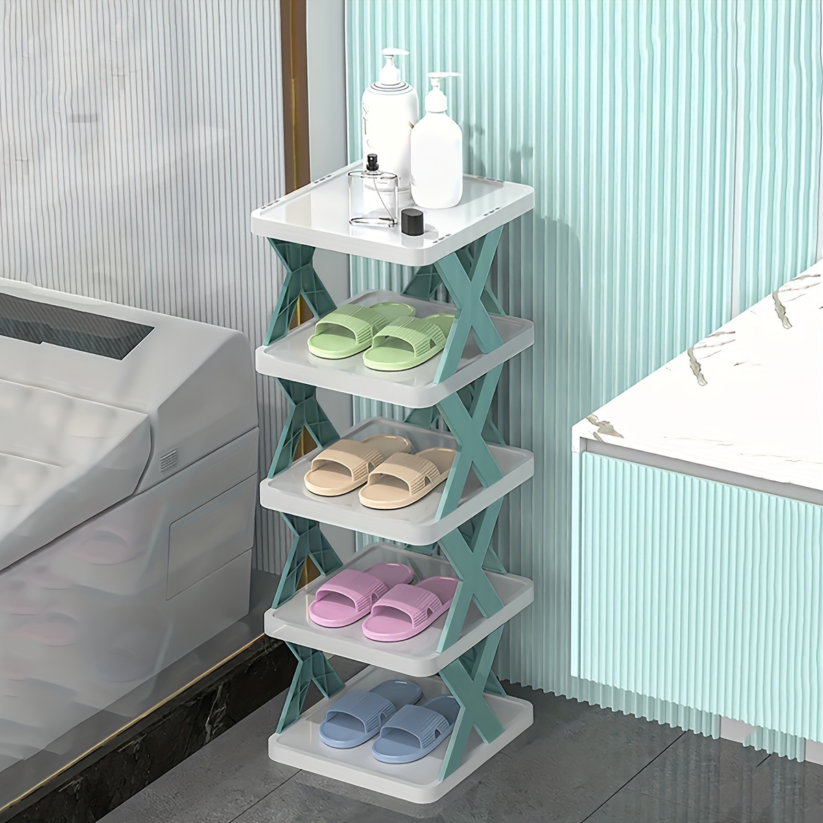 Multi tier Plastic Foldable Shoe Rack Stackable Detachable - Temu