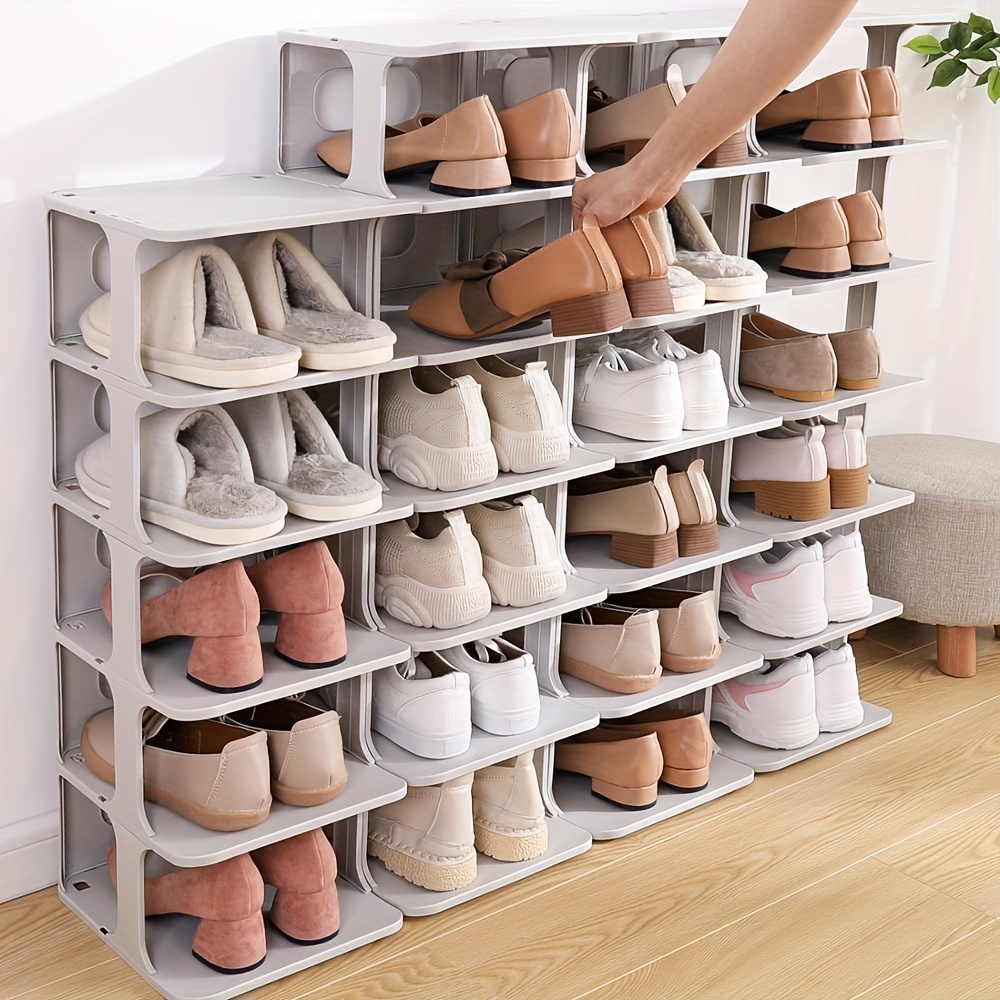 Organizador de zapatos apilable de 6 capas, montaje de bricolaje, estante  de zapatos, soporte de ahorro de espacio, colgador de zapatos, gabinete de