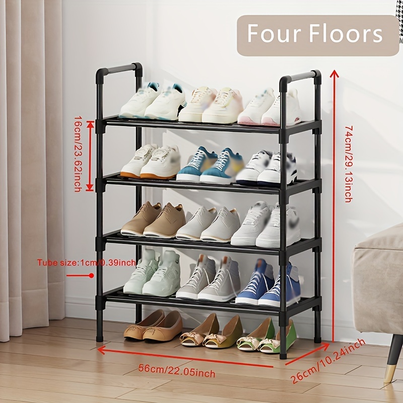 4 Tier Long Shoe Organizer for Closet Shoe Rack for Bedroom Closet
