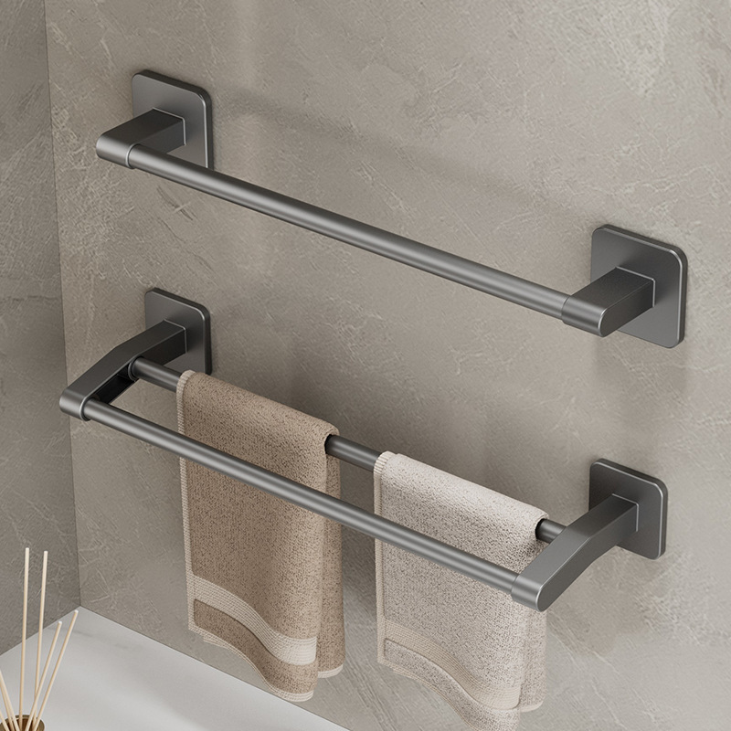 Toilet Hand Towel Holder Wall Coat Hanger Black Aluminum 40-60CM