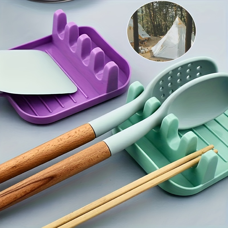 3 Kitchen Silicone Spoon Rest Flexible Almond-Shaped Utensil Rest Ladle  Holder 