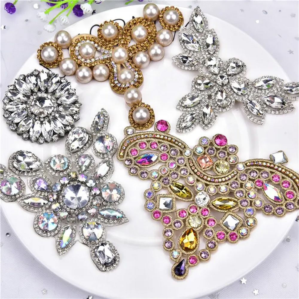 7Pcs Crown Rhinestone Clothes Patches Mixed Style & Size Crystal