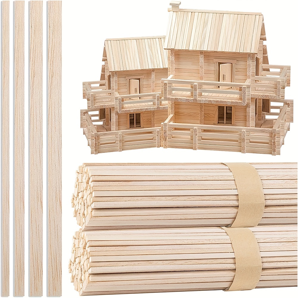 Palo de madera hecho a mano, modelo de construcción, materiales, madera  cuadrada, 10 piezas