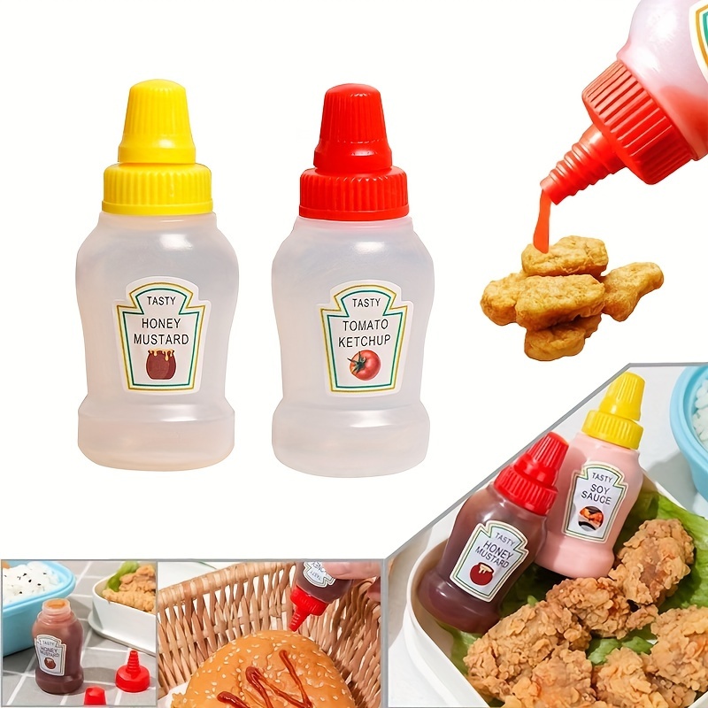 4pcs, Mini Sauce Bottles, Mini Ketchup Bottles, Condiment Squeeze Bottle,  Portable Spcie Bottle For Office Lunchbox Picnic Oil Soy Sauce Honey Salad  Dressing, Kitchen Utensils, Apartment Essentials, College Dorm Essentials,  Back To