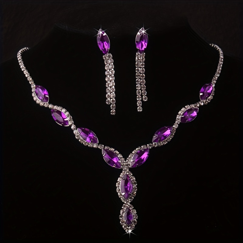 Purple stone necklace clearance set