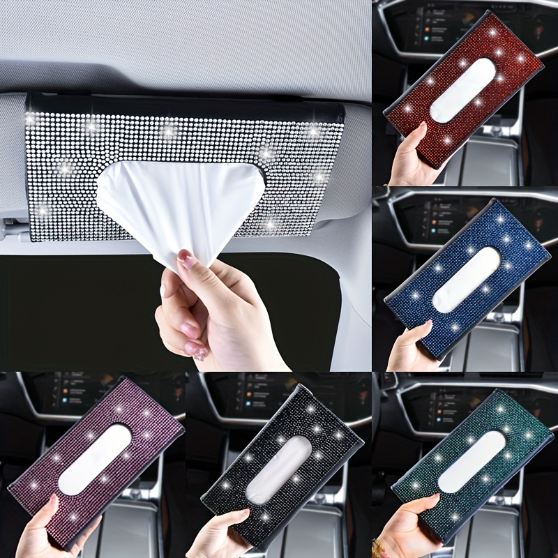 Kunstleder-Taschentuchbox, rechteckig, für Auto, 3 Möglichkeiten,  Auto-Taschentuchbox, Halter für Auto-Sonnenschutz, Auto-Dachfenster