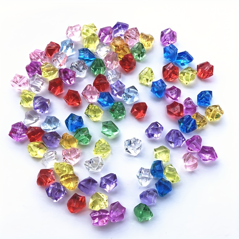 100PCS Plastic Gems Grains Colorful Small Stones Jewels Acrylic Jewels  Crushed Ice Counter Crystal Diamondsa Kids Crafts Toy