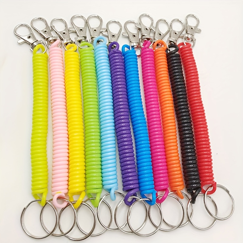Spiral Keyring, 2 Pcs Stretchy Spiral Keyring Stretchy Keyring with Clip  Colourful Plastic Keychain Spring Key Holder Extending Retractable 2 Colors  Spring Keyring Stretchy for School, Work(Red Black) : : Fashion