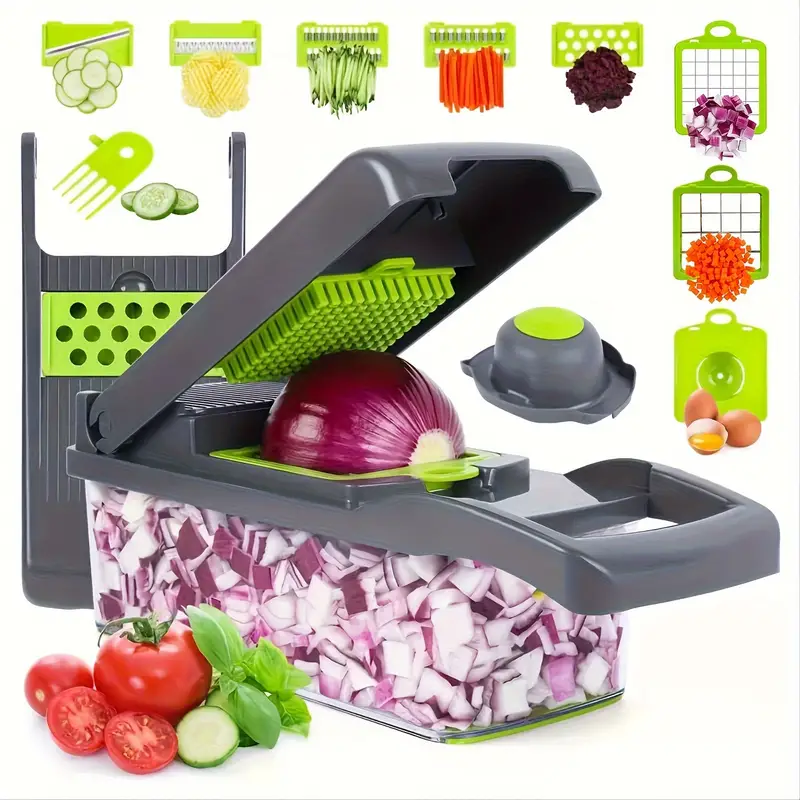 13in1 Vegetable Chopper And Fruit Slicer With 8 Blades And - Temu