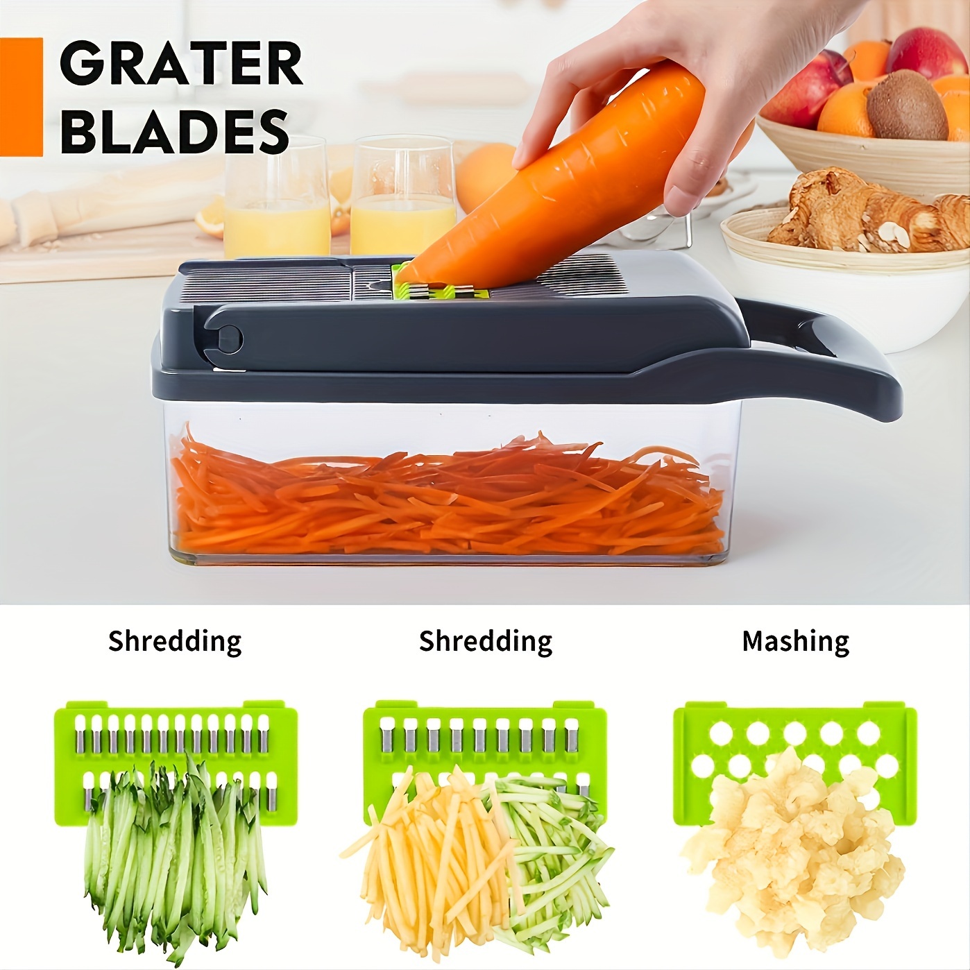 13in1 Vegetable Chopper And Fruit Slicer With 8 Blades And - Temu