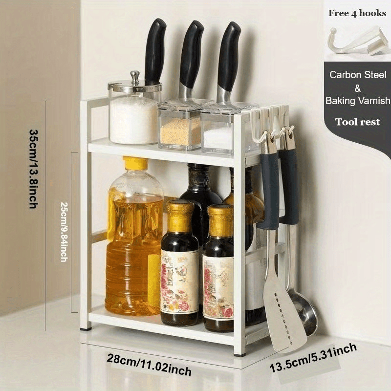 Spice Seasoning Jar & Rack Set with Knives Organizer Holder & Storage in  White