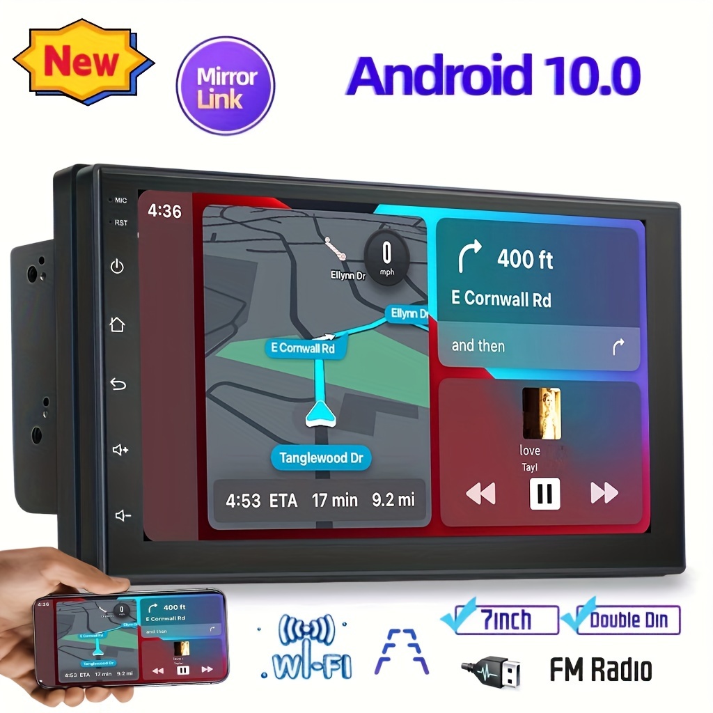 Radio de coche inteligente Android 10 4G WiFi única DIN 10,1 estéreo GPS  BT pantalla giratoria