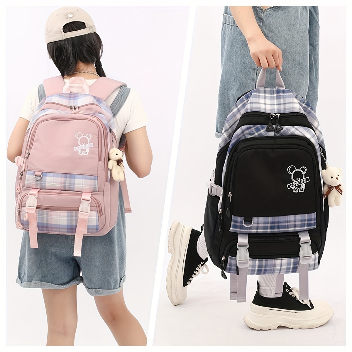 Cute Backpacks Waterproof Multi-pocket Oxford Cloth School Backpack For  Four Badges At Random - Temu Germany