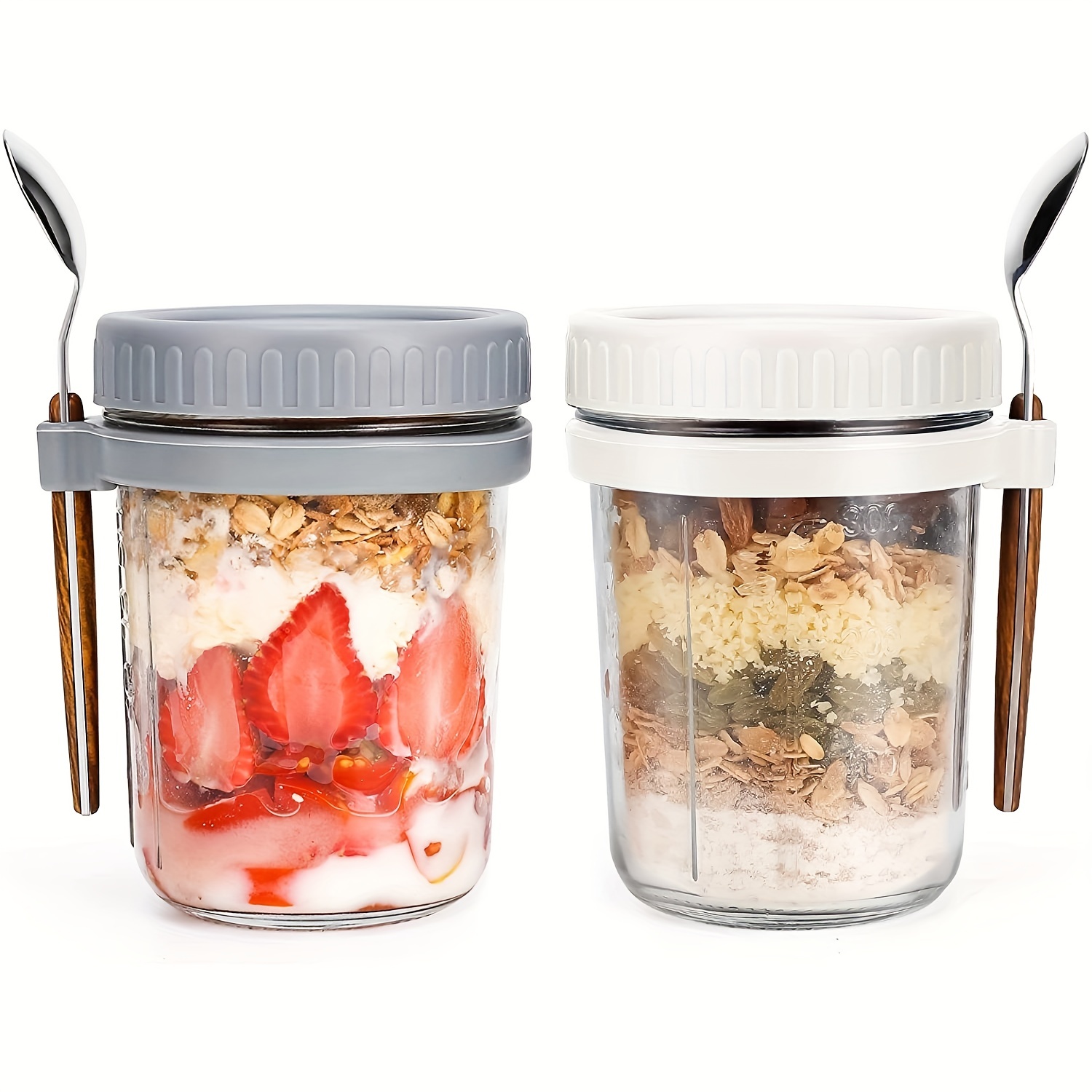 mveomtd Overnight Oats Jars Cereal Milk Container Leak Proof Oatmeal Jars  Yogurt Containers With Lids Oatmeal To Go Container Winter Mug Coffee Cup