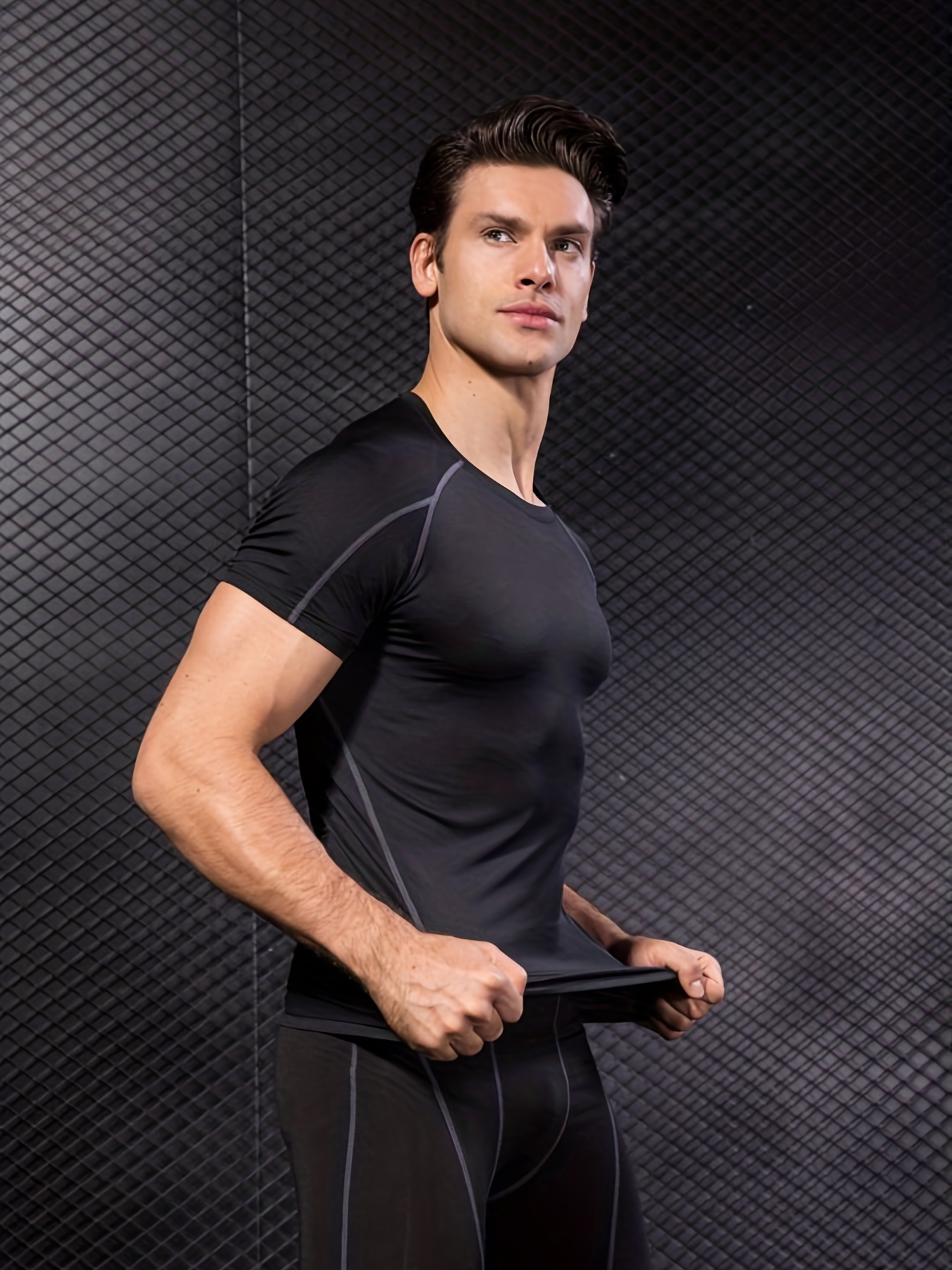 Compression Quick dry t-Shirt uomo Running Sport Skinny t-Shirt corta uomo  palestra Fitness Bodybuilding allenamento top neri abbigliamento -  AliExpress