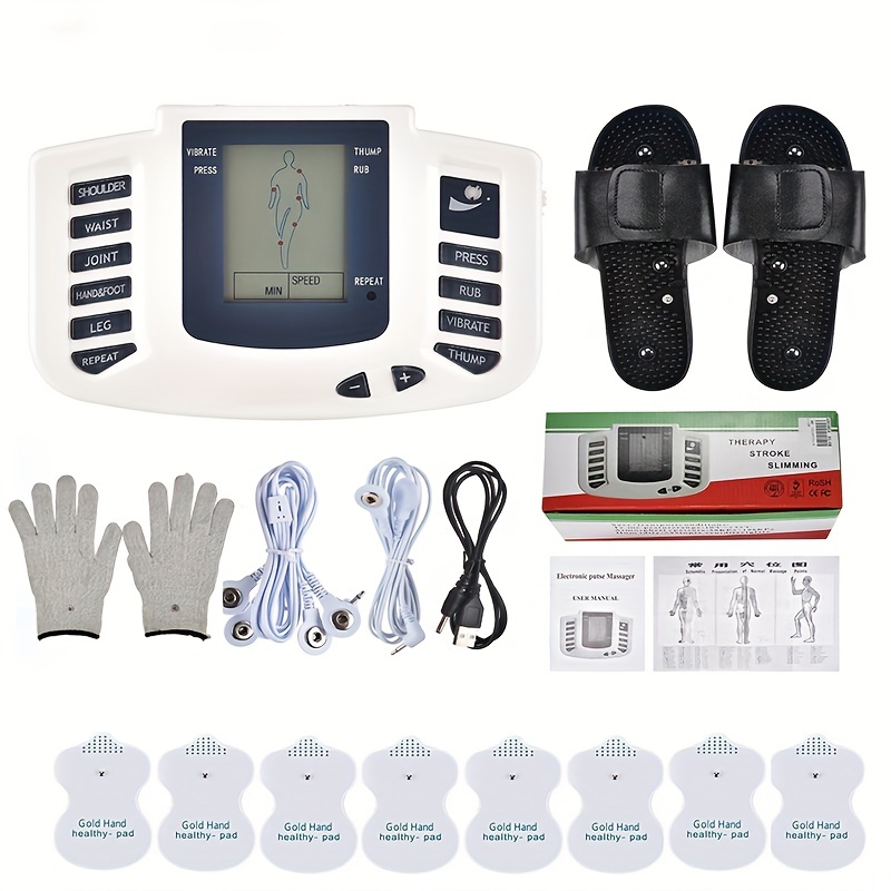 Tens Unit Muscle Stimulator Electric Pulse Massager Belt+Slipper