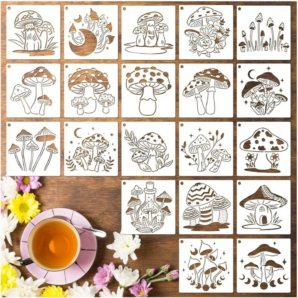 10pcs Christmas Design Square Shape Drawing Templates Hollow Drawing Plates  (Mixed Style)