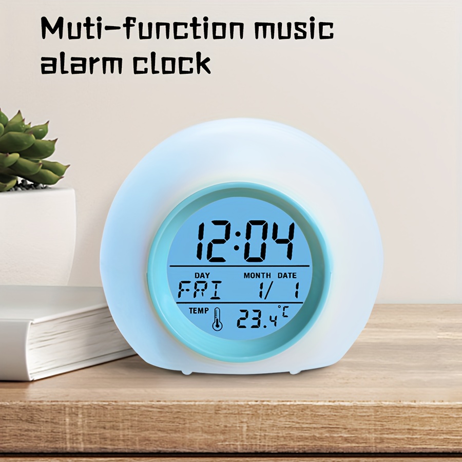 Reloj despertador digital de madera, luz nocturna con sensor inteligente  con función de repetición, modo atenuador, fecha, temperatura, conmutable  de