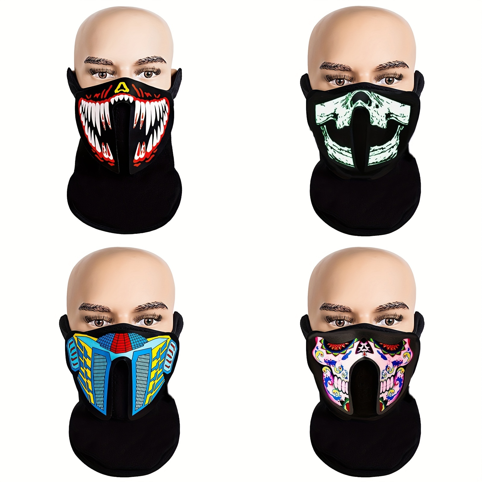 Masque lumineux Led de couleur mixte pour Halloween, Masque de  fête'horreur, masques de Festival Cosplay, masques de lumière néon, brille  dans la nuit, 1 pièce