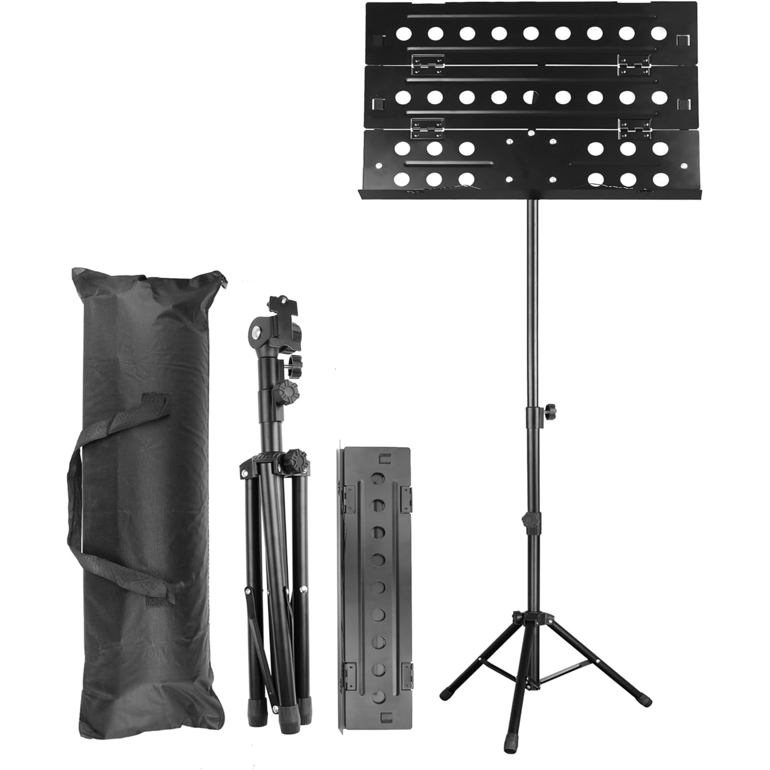 Pupitre de musique en métal portable Instruments de musique détachables  pour piano violon guitare partitions noir 