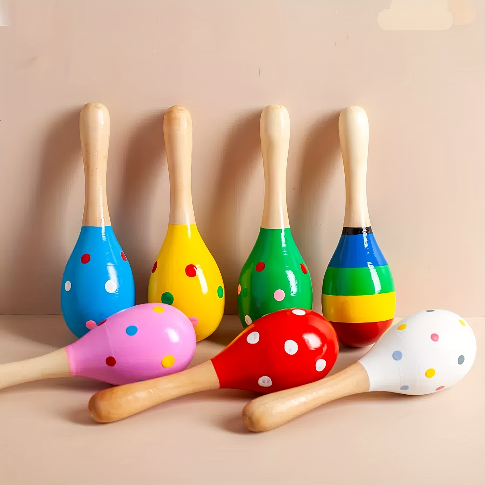 Martillo 4 Uds maracas de madera Mini coctelera sonajeros de bebé para  niños lindos juguetes de instrumentos musicales coloridos para bebés niñas  niños pequeños