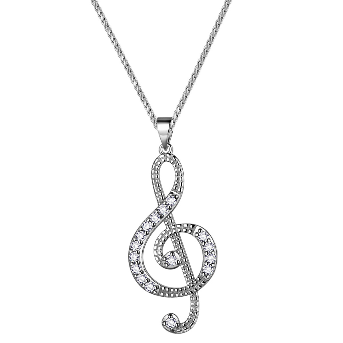 White gold music note on sale necklace