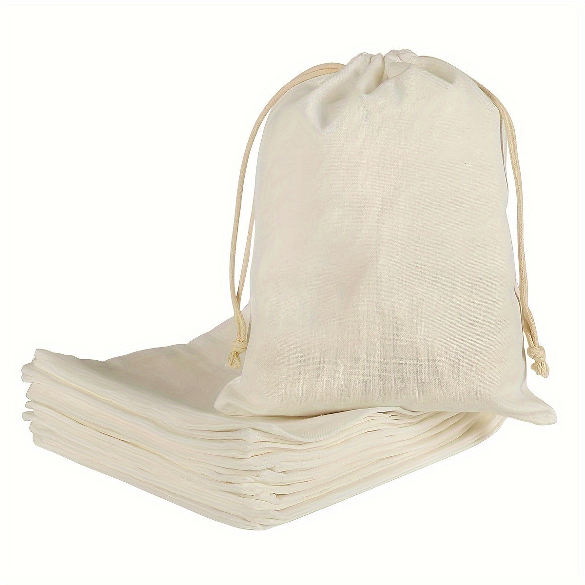 Bolsas mini en blanco 100% tela de algodón con cordón, bolsa de  almacenamiento de 4 tamaños de color sólido para fiesta de cumpleaños,  boda, bolsa de